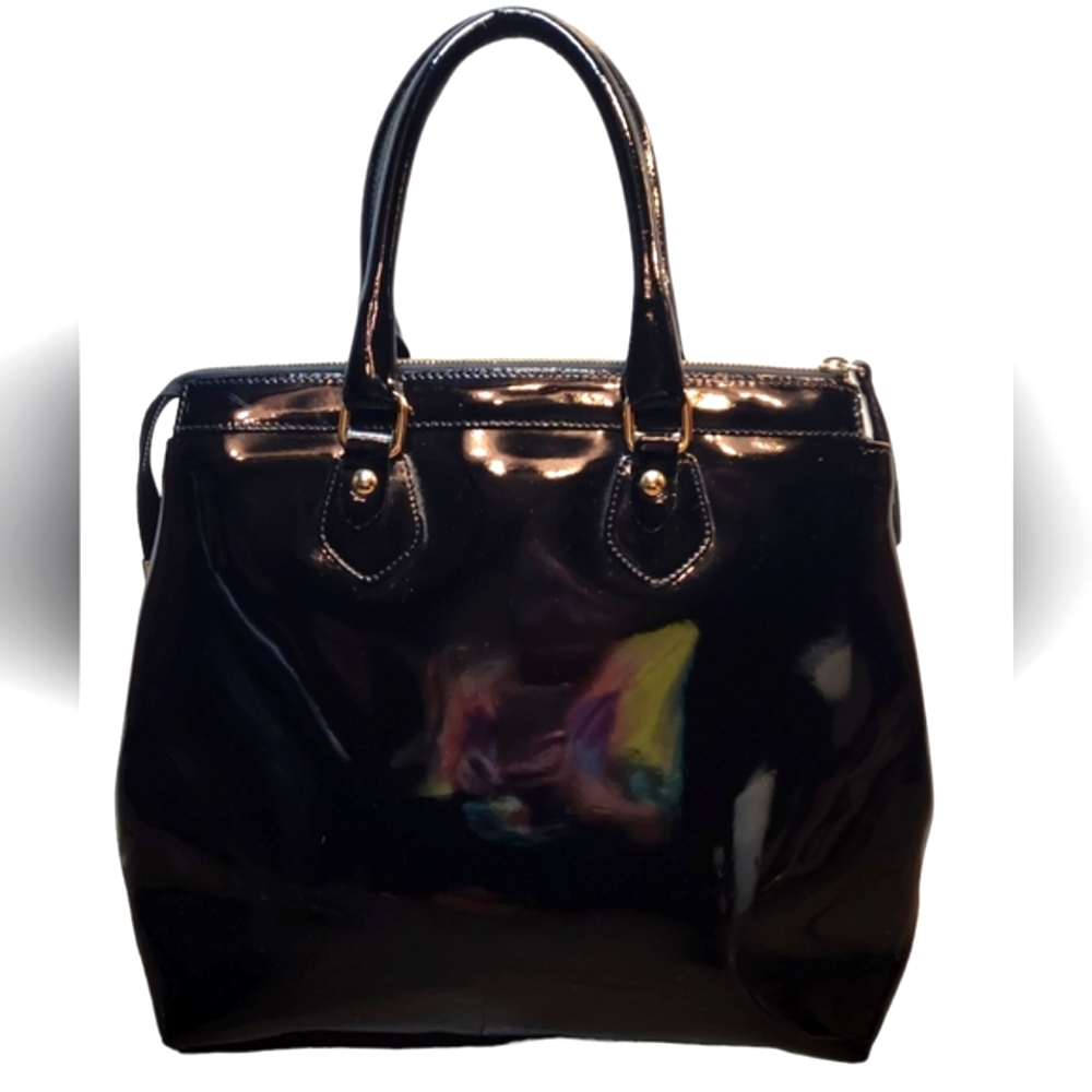 Asia Bellucci Tote Bag HOBO Purse Patent Leather Black  Large Italian Oversized